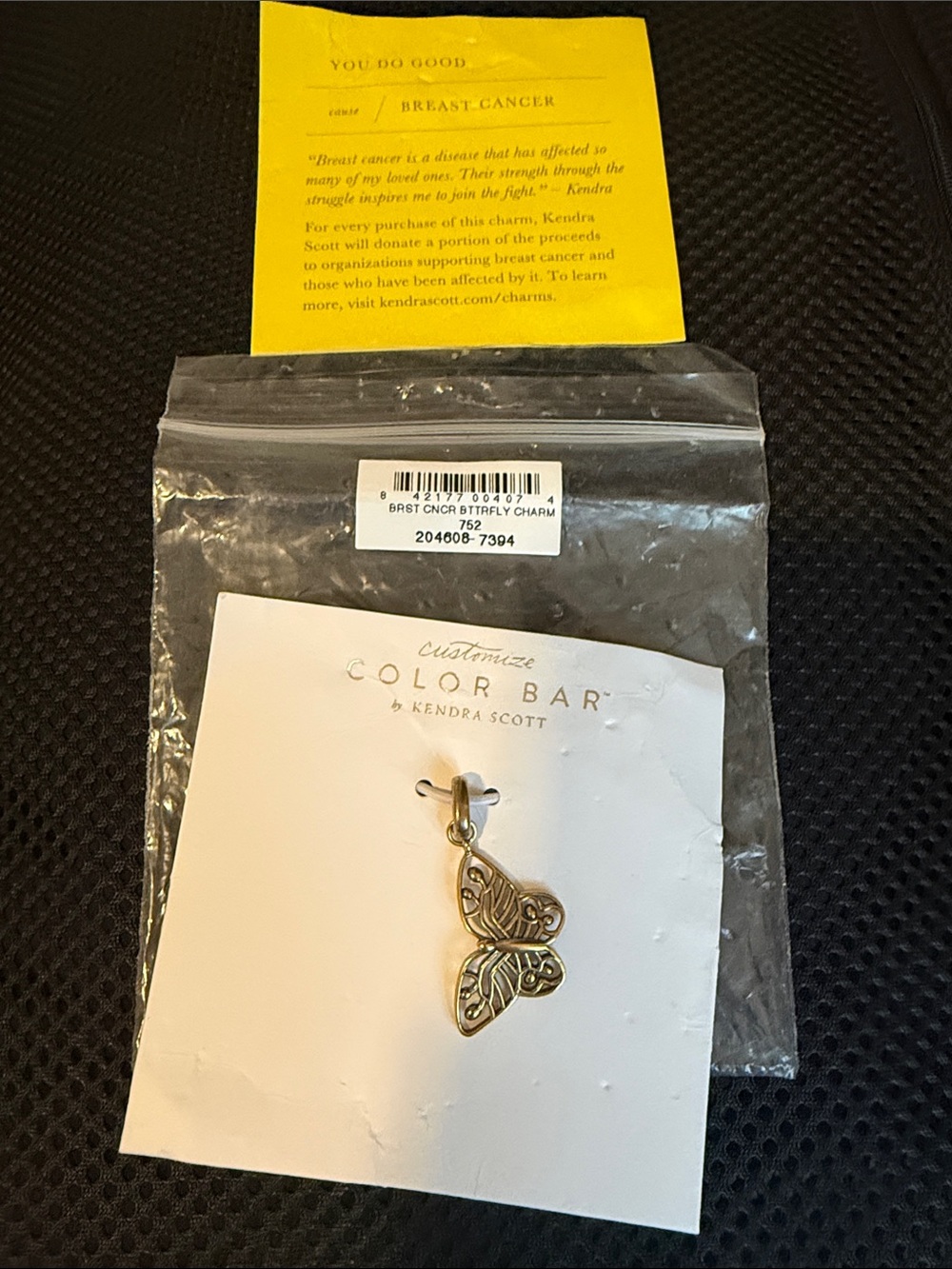 Kendra Scott Breast Cancer Butterfly Charm *NEW